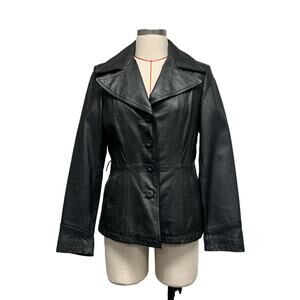 Vintage Maxima Wilsons Womens Size M Black Leather Button Up Jacket